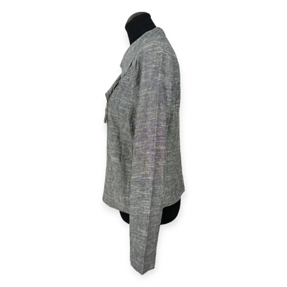 NWT Max Studio Women's Gray Moto Symmetcial Zip Up Linen Blend Jacket Size Small - Picture 6 of 9